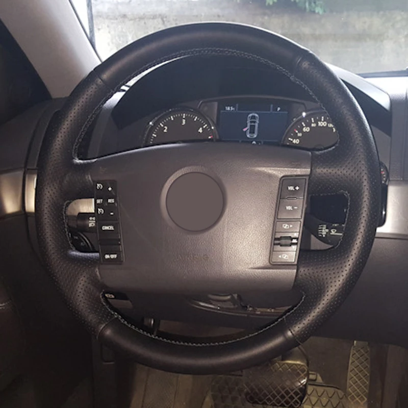 Черный чехол рулевого колеса автомобиля из искусственной кожи для Volkswagen VW Phaeton 2004