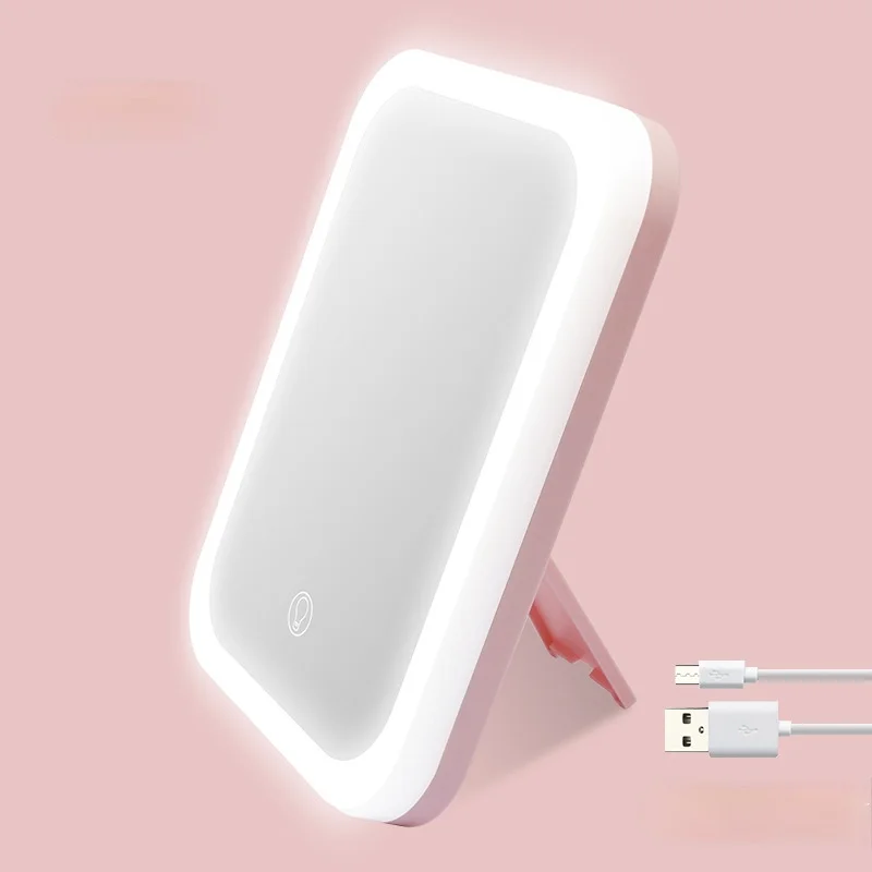 

Led Light Makeup Mirror Storage LED Face Mirror Adjustable Touch Dimmer USB Led Vanity Backlit Mirror Table Cosmetic Mirror