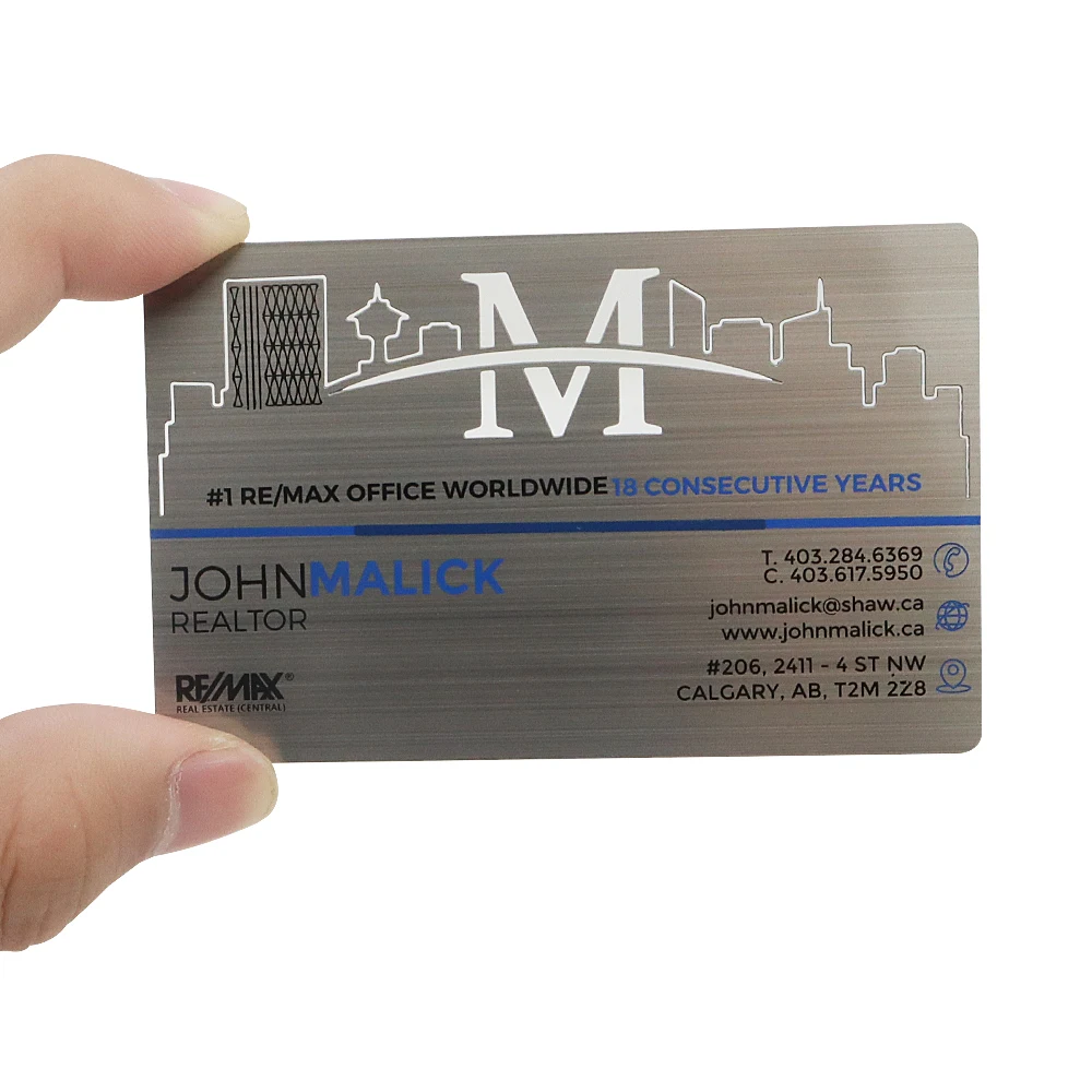 Cheap laser engraved stainless steel brushed metal card / metal business card