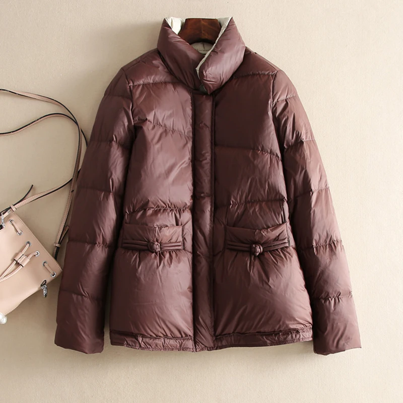 

SEDUTMO Winter Vintage Ultra Light Duck Down Coat Women Warm Casual Slim Short Jacket Autumn Oversize Pocket Parkas ED1623