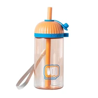 60hot300ml water bottle leakproof multi color with straw plastic smoothie snack cups for kid