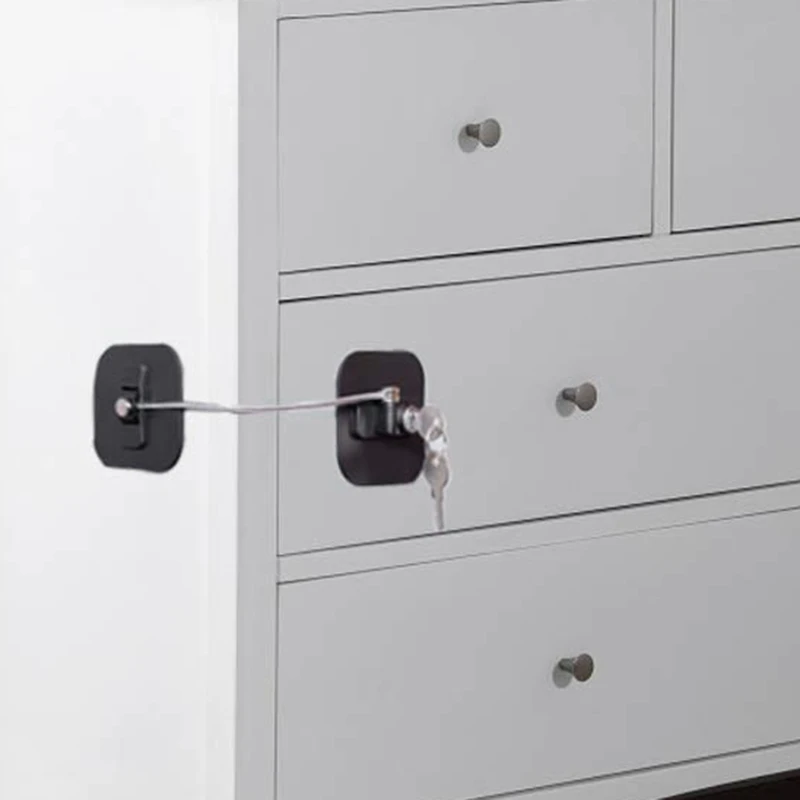

Refrigerator Strong Adhesive Lock for Cabinet File Drawer Window Child Safety with Keys