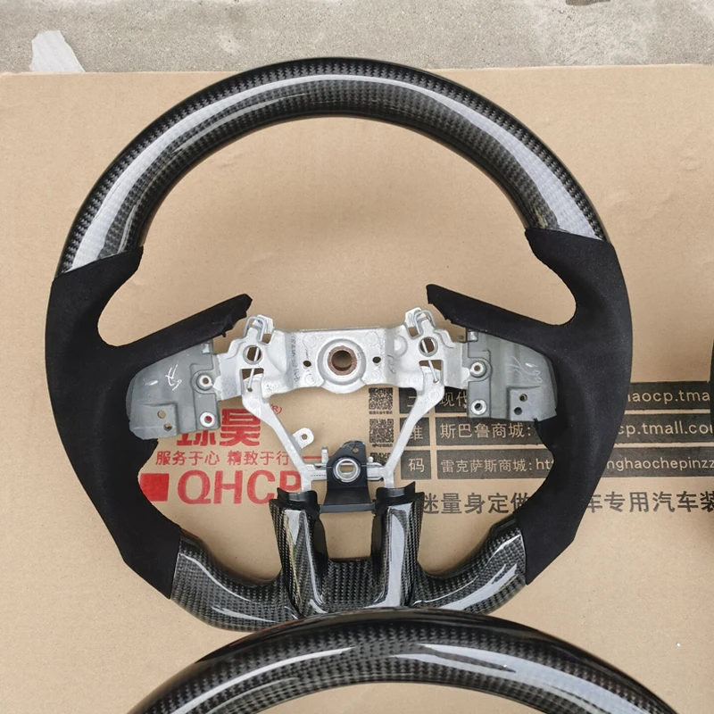 Рулевое колесо QHCP из углеродного волокна и воловьей кожи плюшевые автомобильные