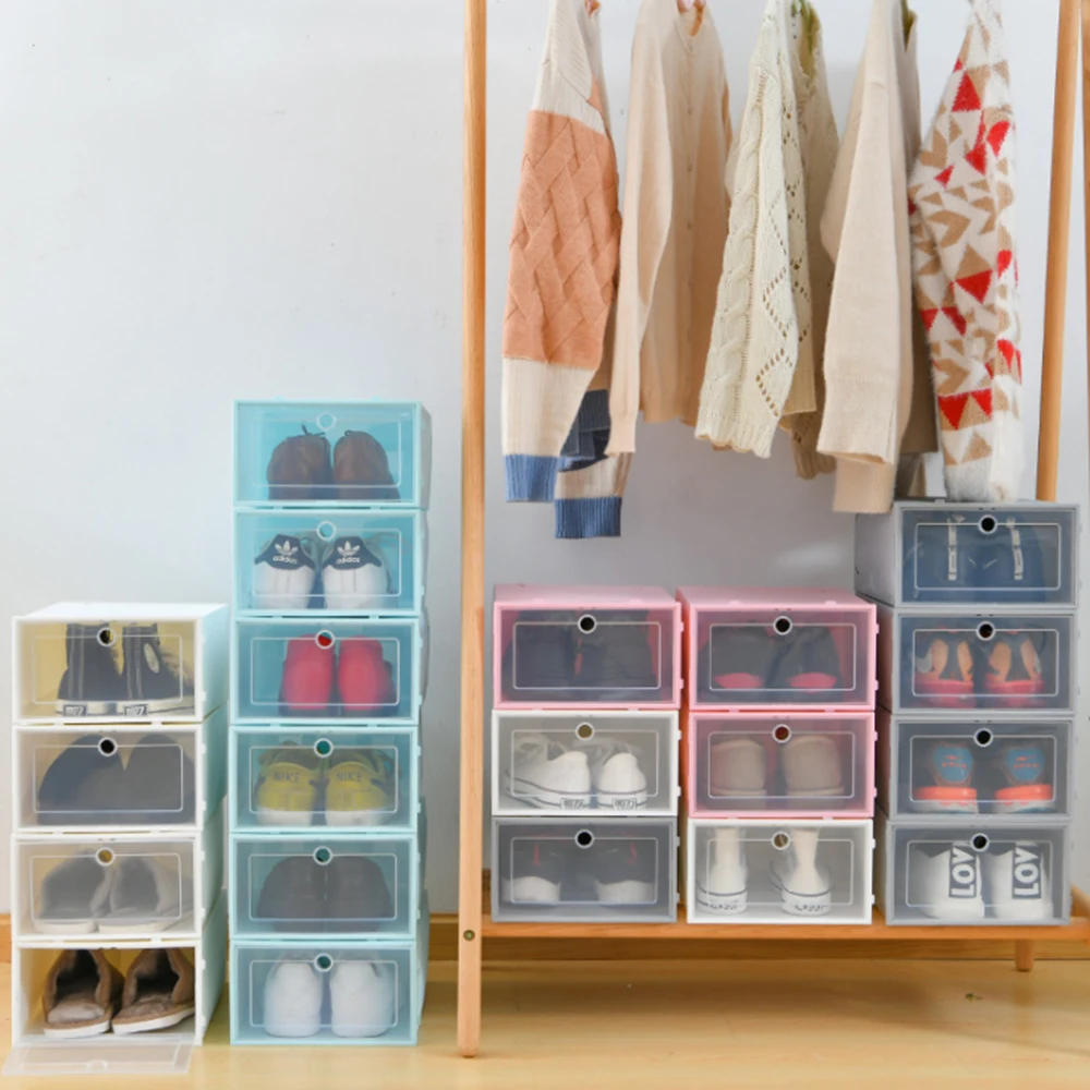 

Transparent Shoe Box Storage Shoe Boxes Dustproof Shoes Organizer Box Superimposed Combination Shoe Cabinet Drawer Case