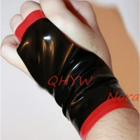 sexy design unisex latex exotic lingerie black with red trim no fingers short wrist gloves club cekc zentai fetish