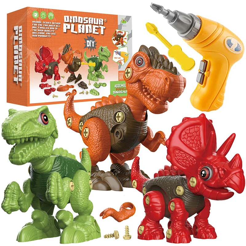Taladro el&eacute;ctrico Montessori 3D creativo para ni&ntilde;os, juguetes de dinosaurios, bricolaje, juguetes de bloques de construcci&oacute;n, regalos para ni&ntilde;os y ni&ntilde;as-0