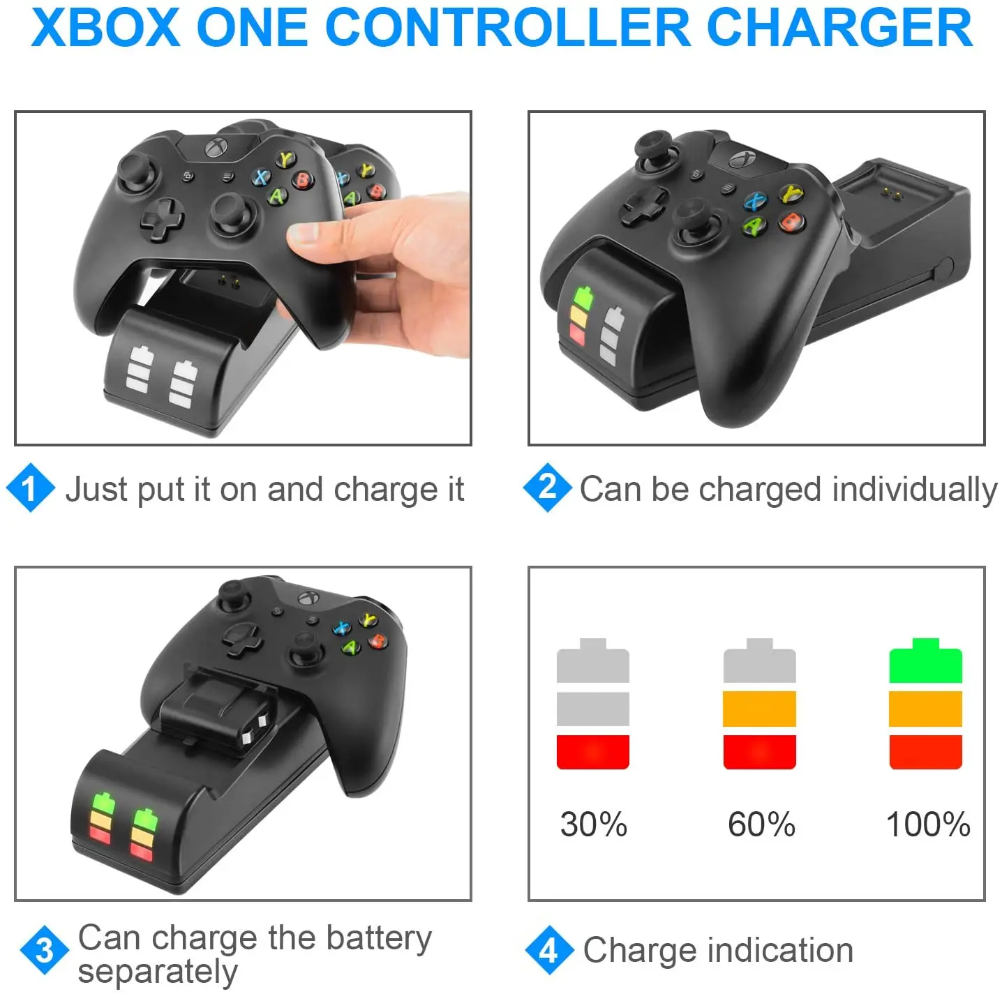 Зарядное устройство для контроллеров xbox one / x s зарядная станция с 2x2200 мАч