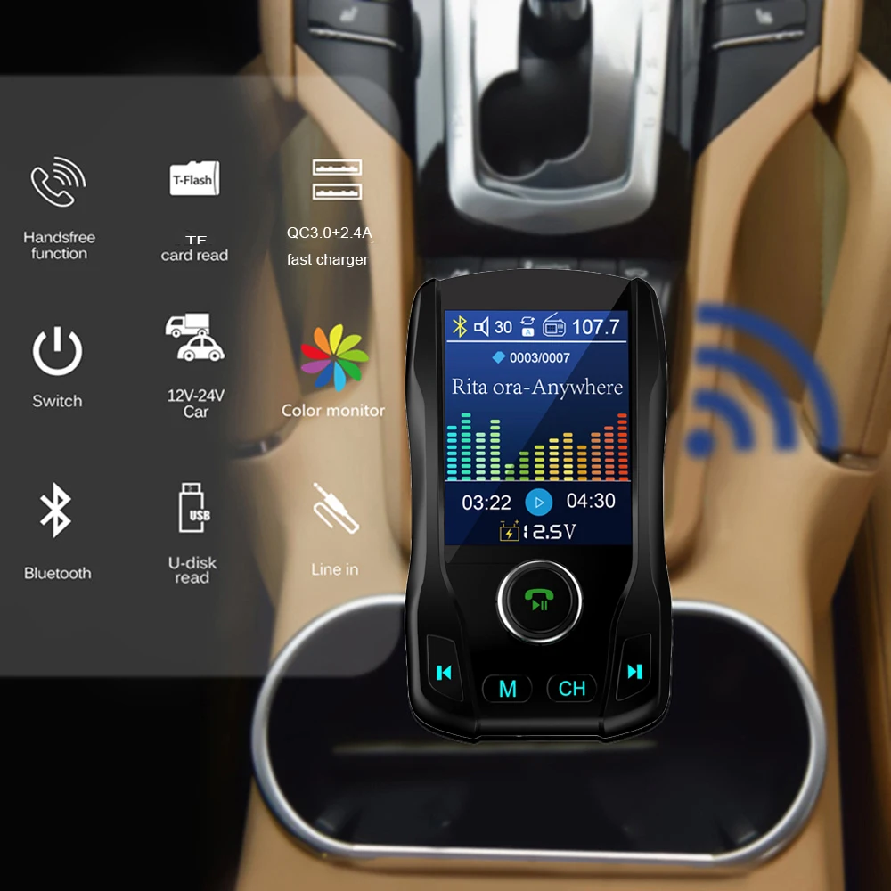 KEBIDU Bluetooth fm-передатчик радио адаптер автомобильный громкой связи вызов QC3.0