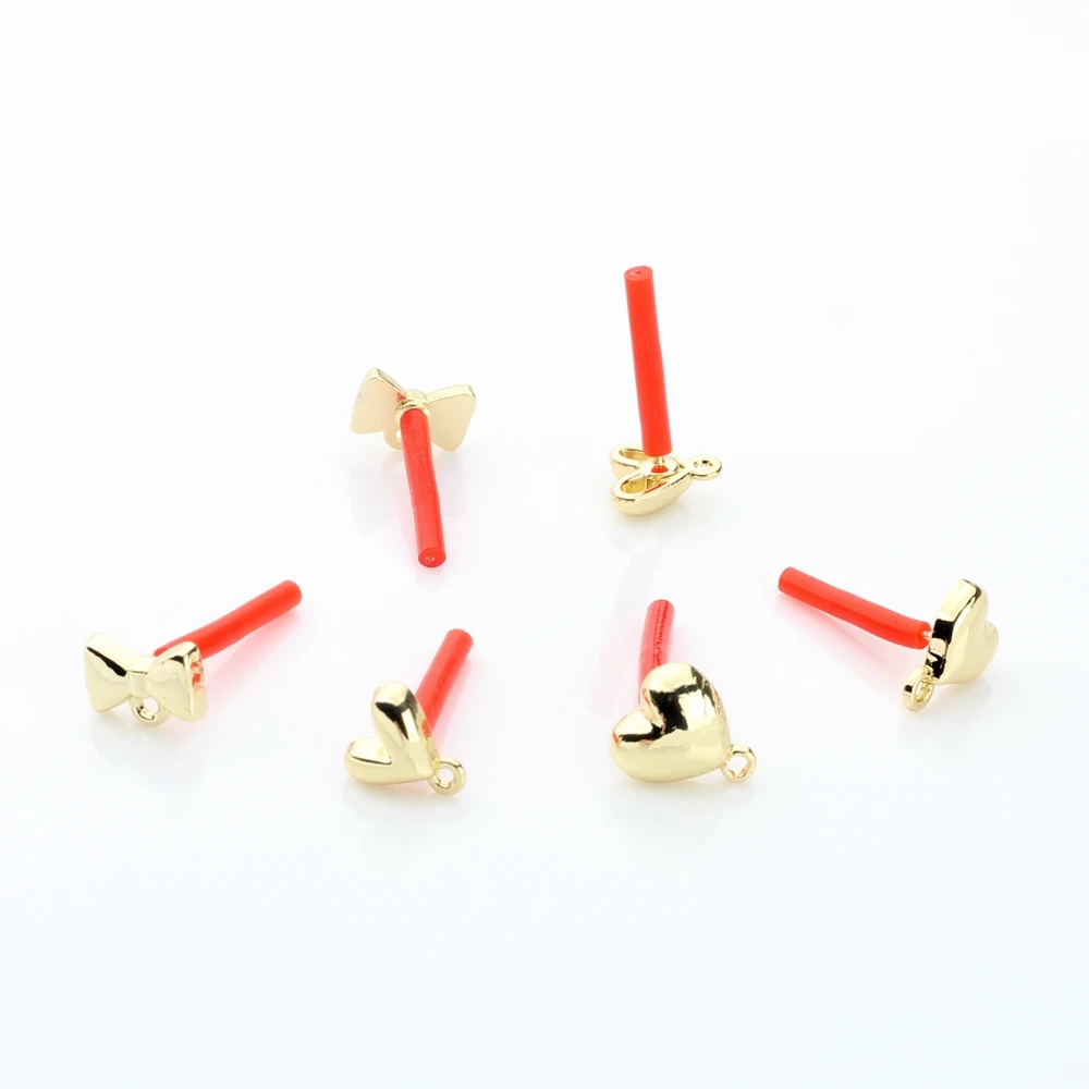 

Соединитель для сережек из цинкового сплава, милое золотистое мини-Сердце с бантом, 10 шт./Лот, модные аксессуары «сделай сам» для изготовлен...