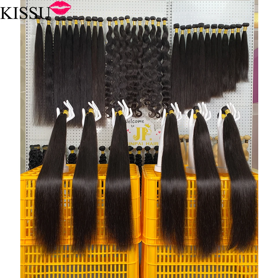 

KISSU Wholesale 100% Human Hair Bundles Deals Bone Straight Hair Bundles Bulk Brazilian Hair Weave Bundles Weft Hair Extension