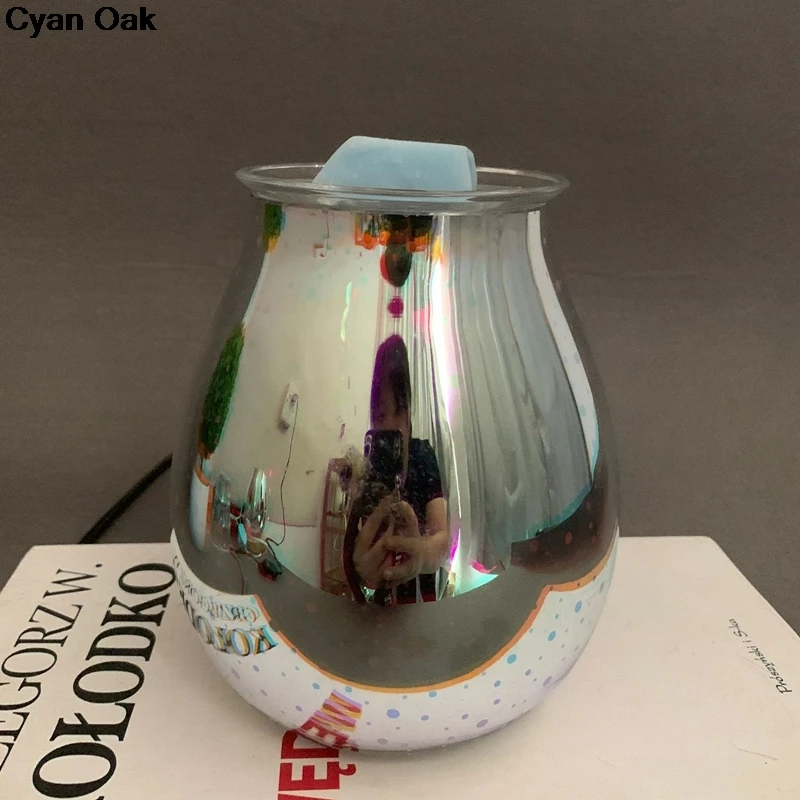 

Oil Diffuser Electric Candle Warmer Glass Wax Melt Warmer with 3D Firework Effect Night Light Tart Burner Aroma Decorative Lamp