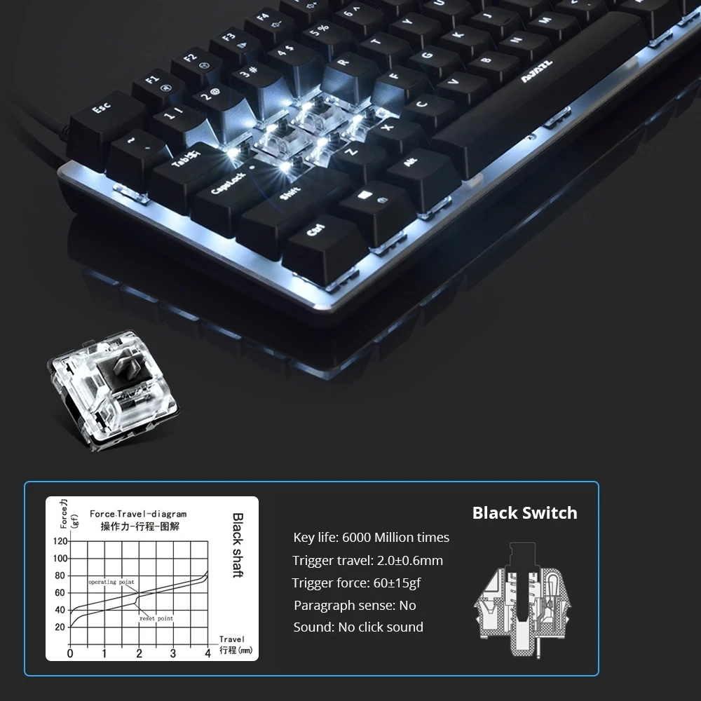 Mechanical Gaming Keyboard 18 Mode RGB Backlit USB Wired 82 Keys Blue/Black Axis for Professional Gamer Notebook PC | Компьютеры и