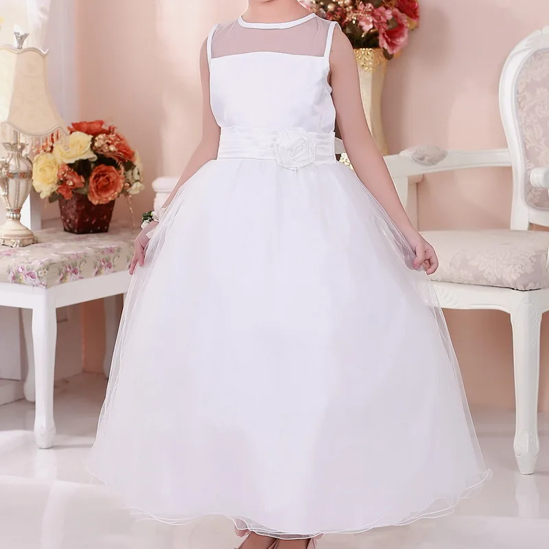 Детское белое платье для выпускного вечера длиной до щиколотки рождественское