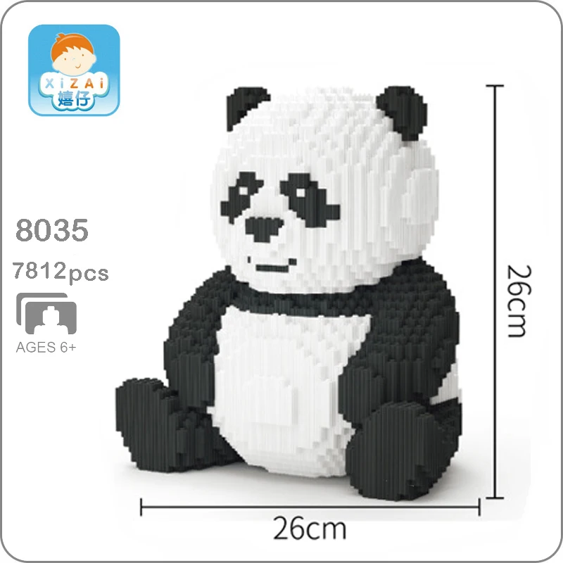 Xizai 8036 Мультфильм Китай медведь кошка панда животное 3D модель DIY мини микро