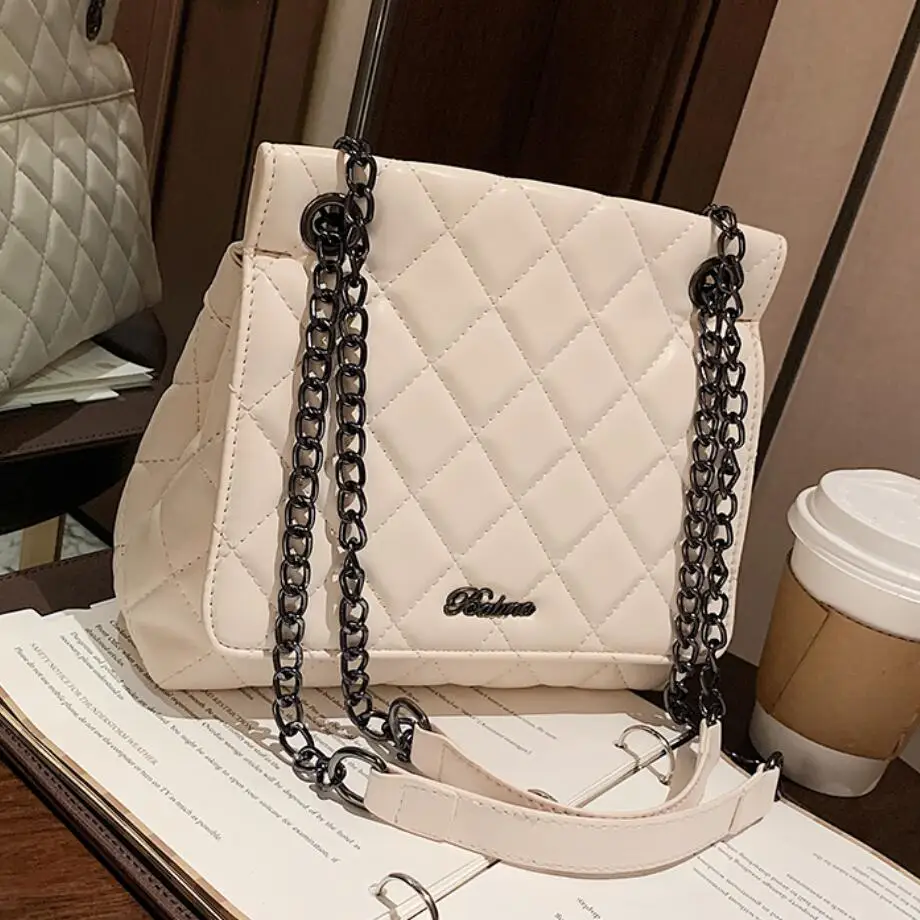 

Квадратная сумка через плечо в клетку, модная новинка 2021, качественная женская дизайнерская сумка из искусственной кожи, вместительная сум...