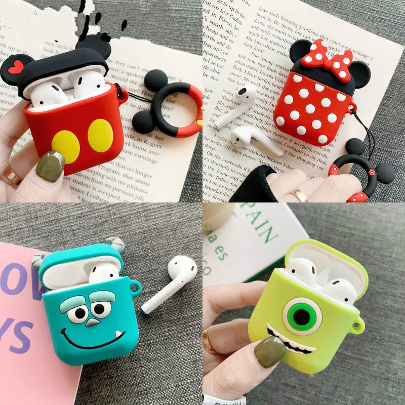 Чехол для Airpods 2 Силиконовый чехол Apple милый наушников 3D защитный | Электроника