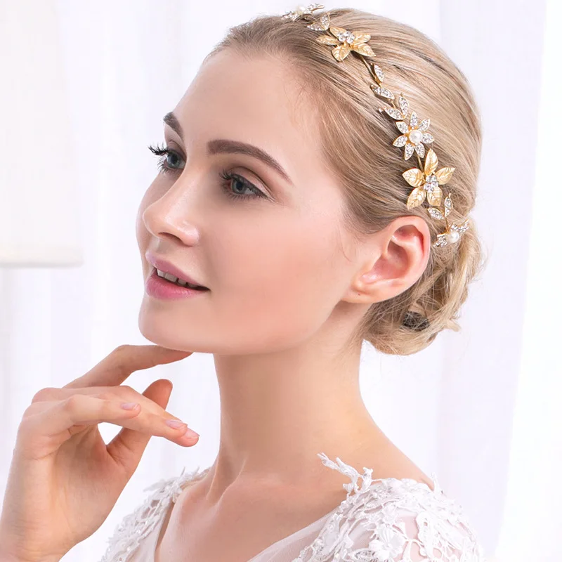 FORSEVEN женская простая повязка на голову с цветами и листьями ободок для волос Noiva