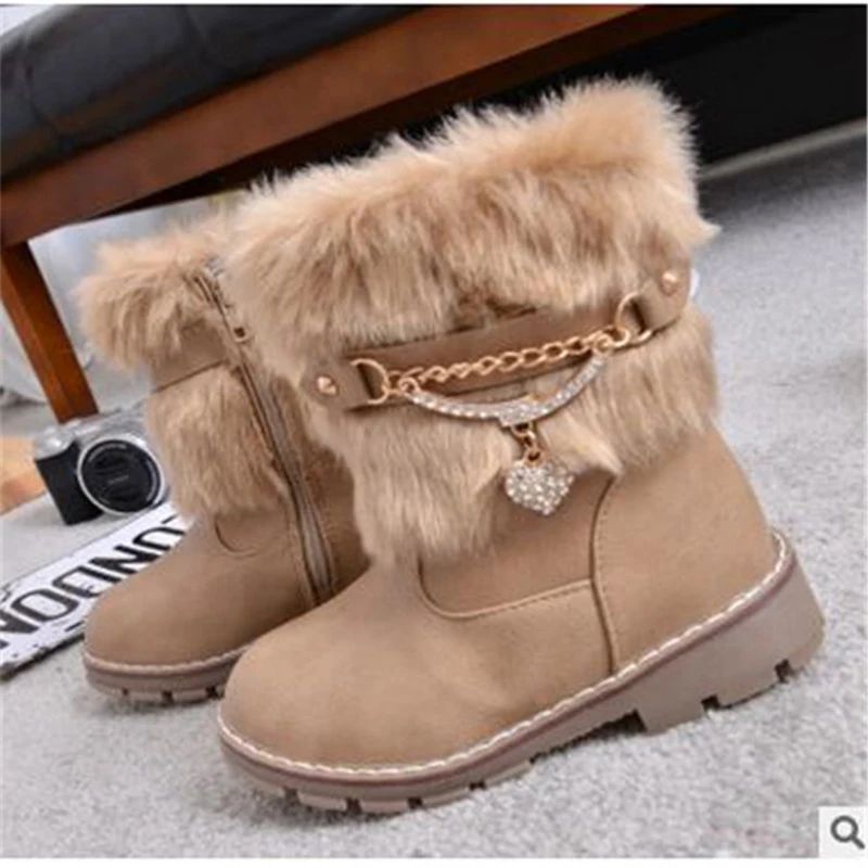 Новинка 2019 зимние ботинки детские с кроликом для девочек Нескользящие теплые
