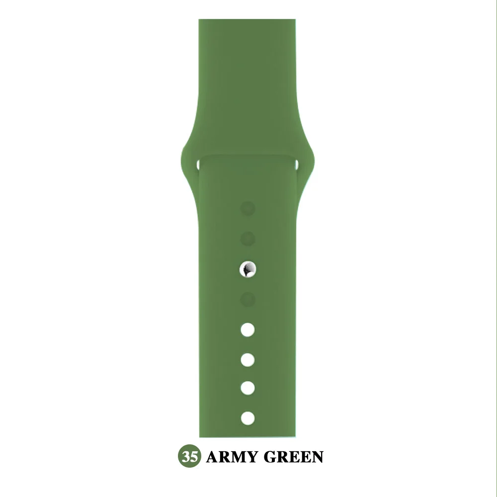 ArmyGreen Мягкий силиконовый сменный спортивный ремешок для Apple Watch версии 4, 3, 2, 1, 42 мм, 38 мм, браслет на запястье, ремешок для iWatch 4, 40 мм, 44 мм, спортивный - Цвет ремешка: ArmyGreen