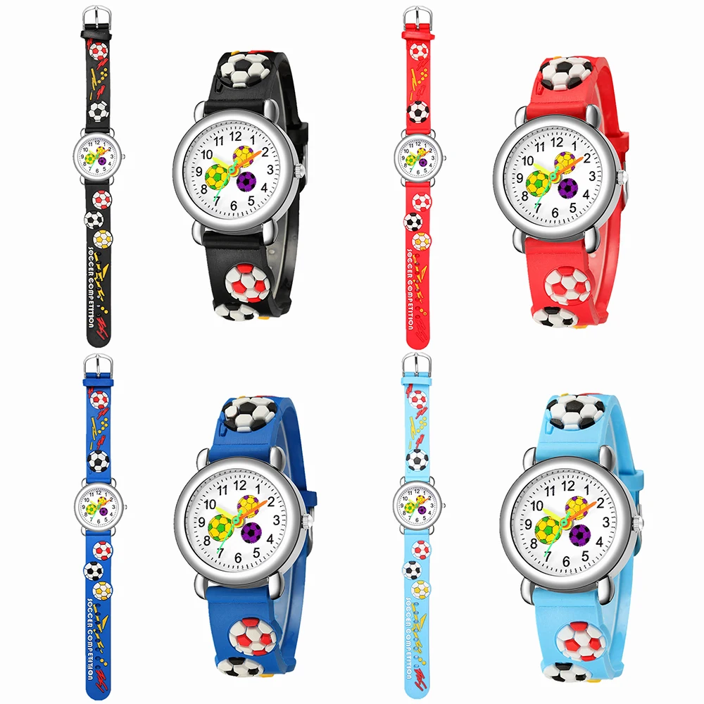 

Детские кварцевые часы, наручные часы с мультяшным рисунком футбольного мяча, с пластиковым ремешком, повседневные спортивные часы для мальчиков с цифровым циферблатом, детские часы