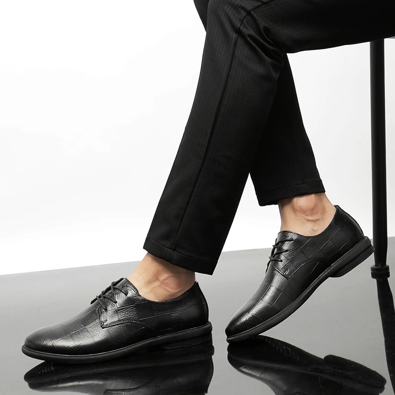 genuine leather Shoes Men Brand Office Fashion Male design luxury lace up Footwear high quality office Men's oxfords | Обувь