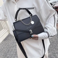 Girls Small Square Bag 2022 Summer New Chains Handbag Women Casual Wild Shoulder Bag Lock Tide Bag Diagonal Female Bag Black