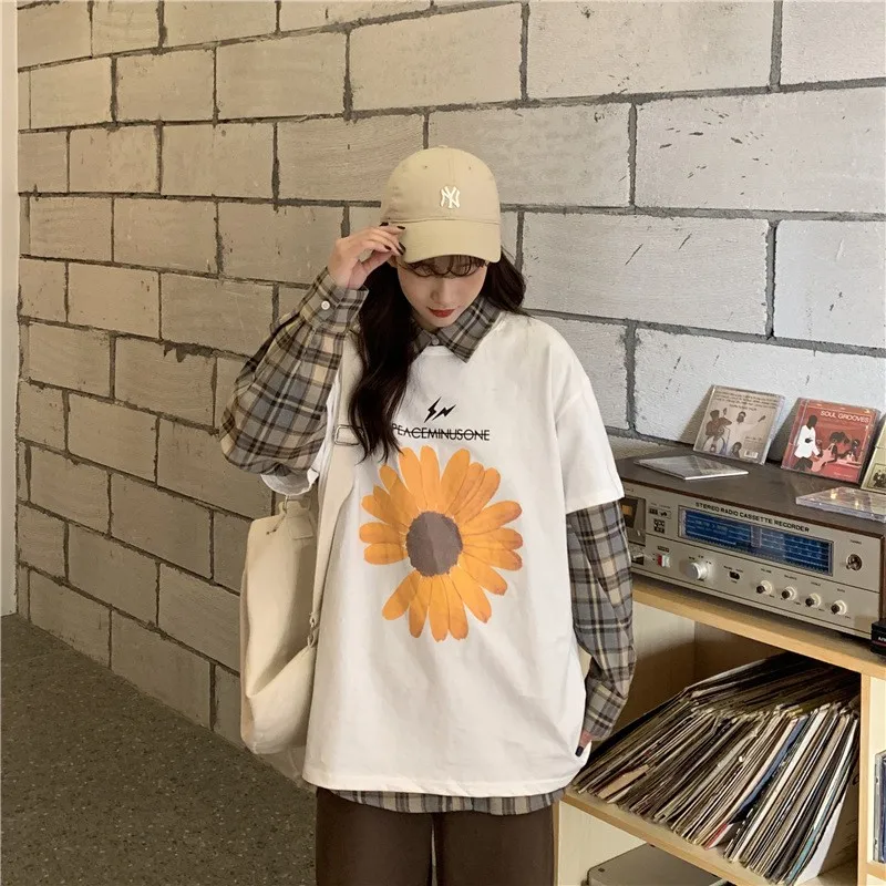 

Korean Style Casual Cute Flower Short Sleeve Womens T Shirt 2021 Summer Clothes for Women CrewNeck Tee Shirts Print Harajuku Top