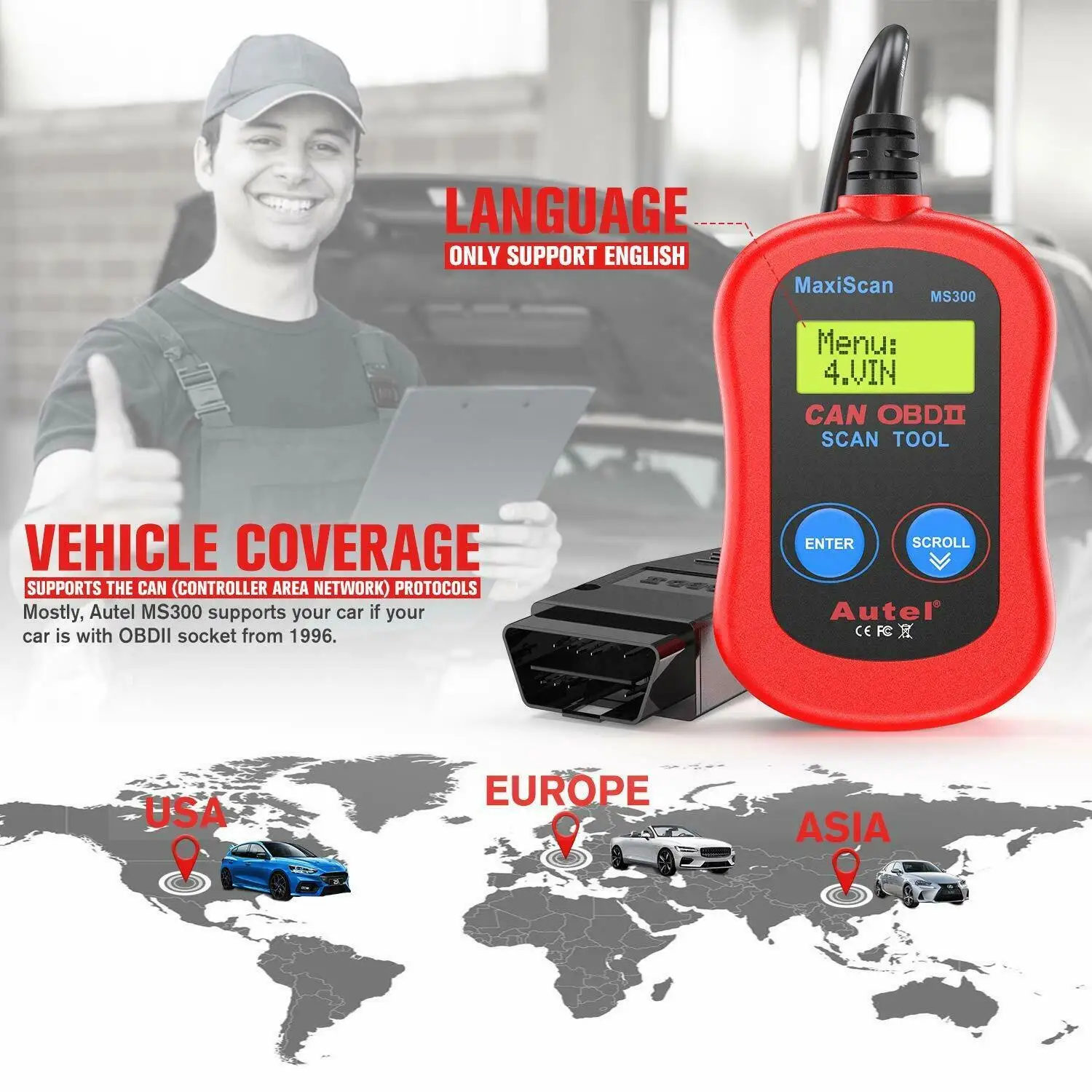Autel MaxiScan MS300 OBD2 сканер диагностический Ferramentas Automotivas Para Carros|Диагностические