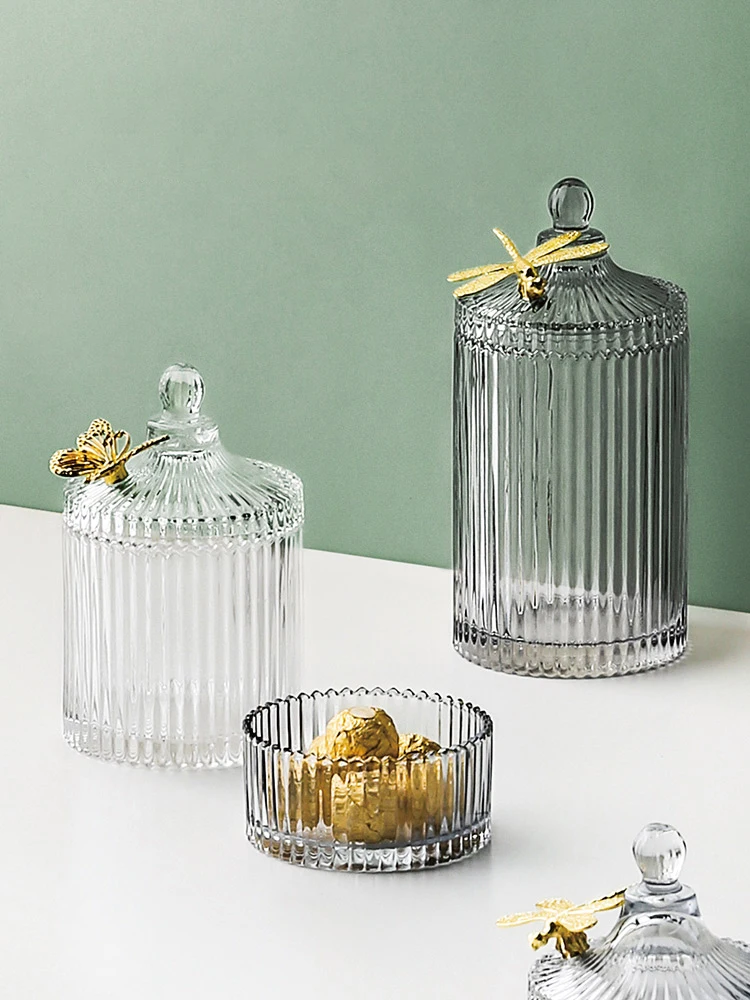 

Роскошная стеклянная банка для конфет с крышкой, праздничная фотобутылка для чая, Скандинавская коробка для хранения косметики