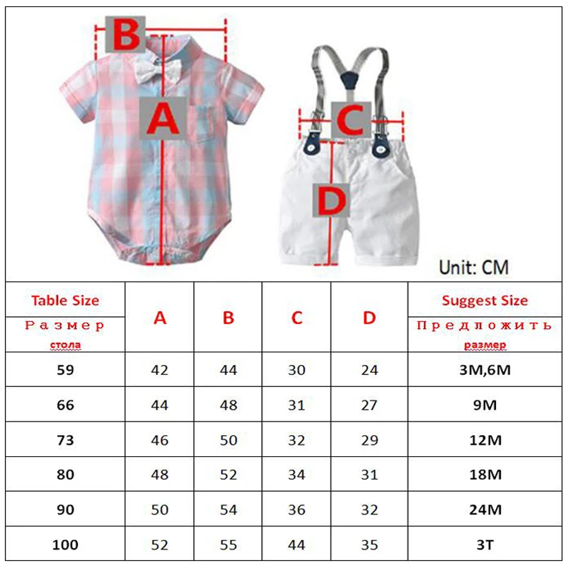 Baby Boy Plaid Shirt with Bow Clothes For Newborn Outfit one Years Birthday Party Summer Romper Strap White Shorts Set |