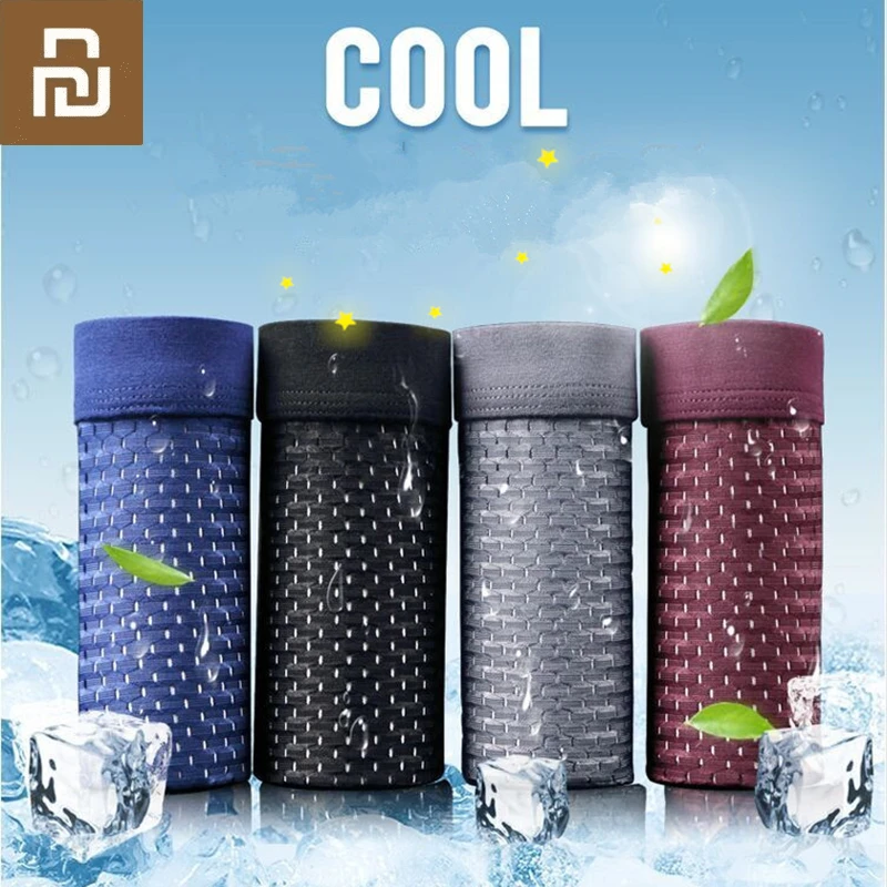 

Youpin 4pcs/Lot Men's Boxer Underwear Man Boxer Summer Ice Network Mesh Breathable Sexy Youth Boxer Bamboo Shorts U Convex