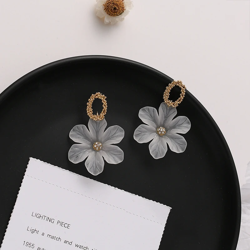 Модные богемные свежие геометрические акриловые лепестки серьги гвоздики