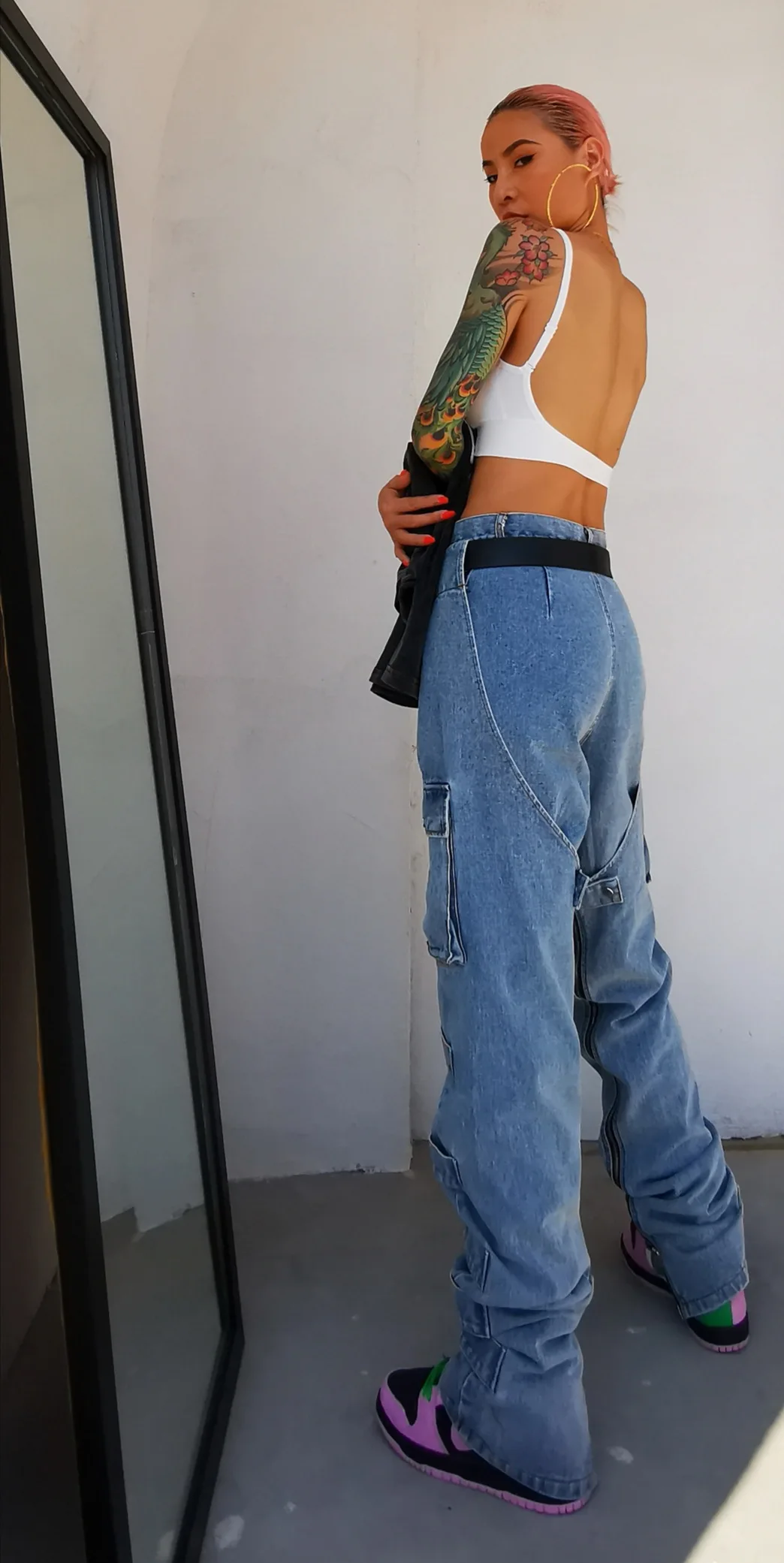 

TVVOVVIN Jeans Patchwork Women Fake Two Women Jeans Pants Vintage High Waist Denim Pants Women Fashion Jean Trousers 3XYL