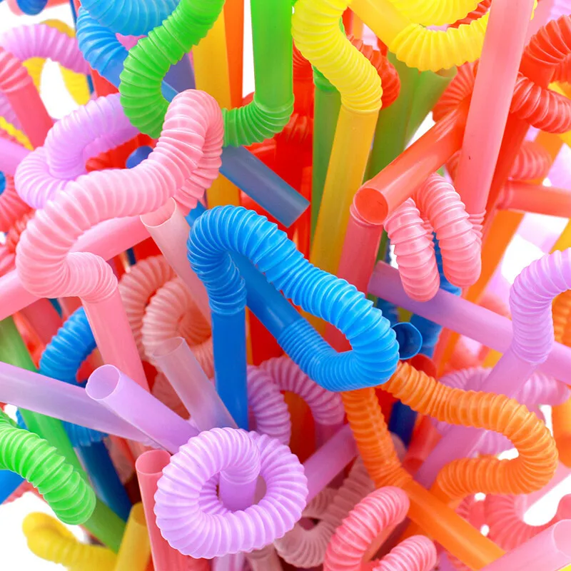 

Disposable Straws Bendable Juice Drinking Flexible 26cm Safe For Home Party Bar B1