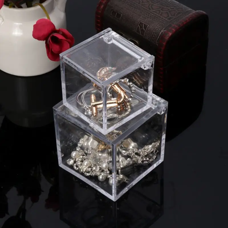 

12Pc Transparent Acrylic 5 Sided Display Storage Box Case Square Cube Props Box