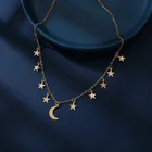 Модное женское геометрическоесапфировое кольцо с кристаллами Луна, Звезды ниспадающее ожерелье на шею для женщин; Цвет золотистый цепочка с кулоном колье-чокер цепочки ожерелья ошейники для собак