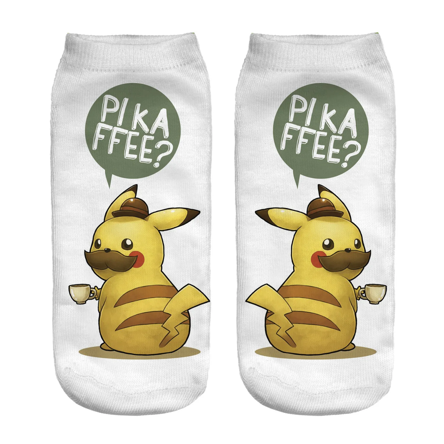 Детские носки 5 пар забавным покемоном Пикачу чармандер 3D бело серые с мультяшным