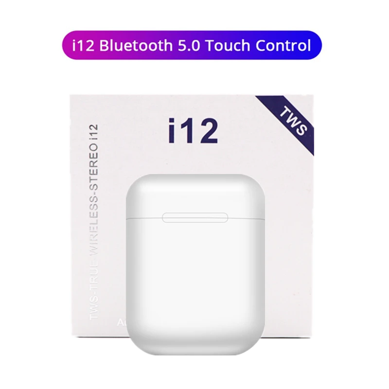 Белый I12 TWS, беспроводная гарнитура с сенсорным ключом, Bluetooth 5,0, спортивные стерео наушники для iPhone, Xiaomi, huawei, samsung, смартфон - Цвет: Белый