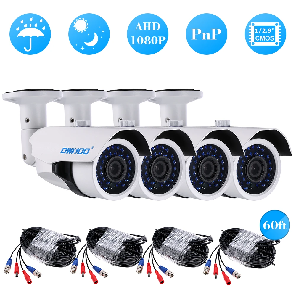 OWSOO 4 шт 1080P комплект камеры AHD 2000TVL камера видеонаблюдения системы безопасности