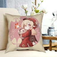klee genshin impact game pillowcase printing polyester cushion cover decorations throw pillow case cover home zipper 18