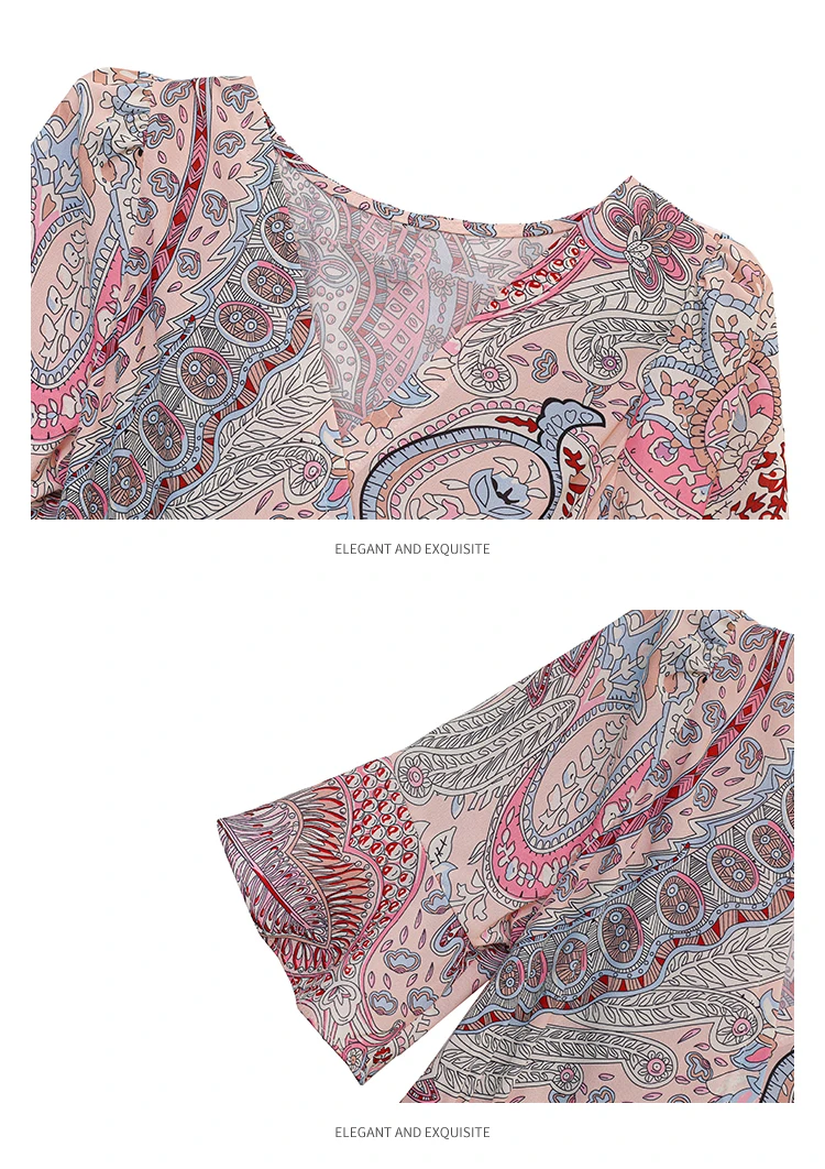 

2021 Summer fashion women Floral Print Long Dresses Womens Chiffon V-neck Boho Beach Casual dress Vestidos