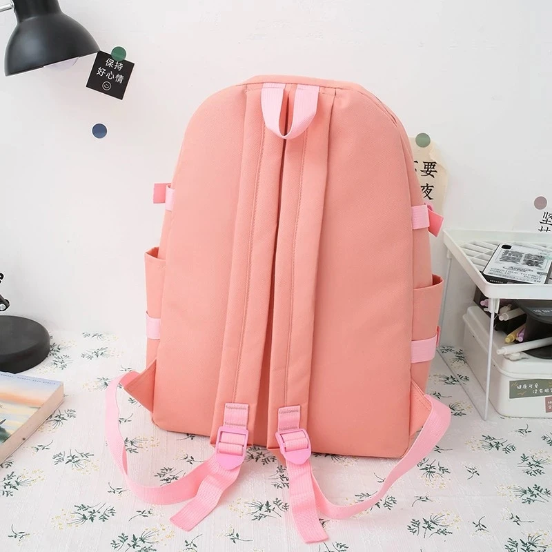 4 Pcs/Set Korea Big Capacity School Bags For Teenager Girl Lovely College Student Harajuku Laptop Travel Backpack Women Rucksack