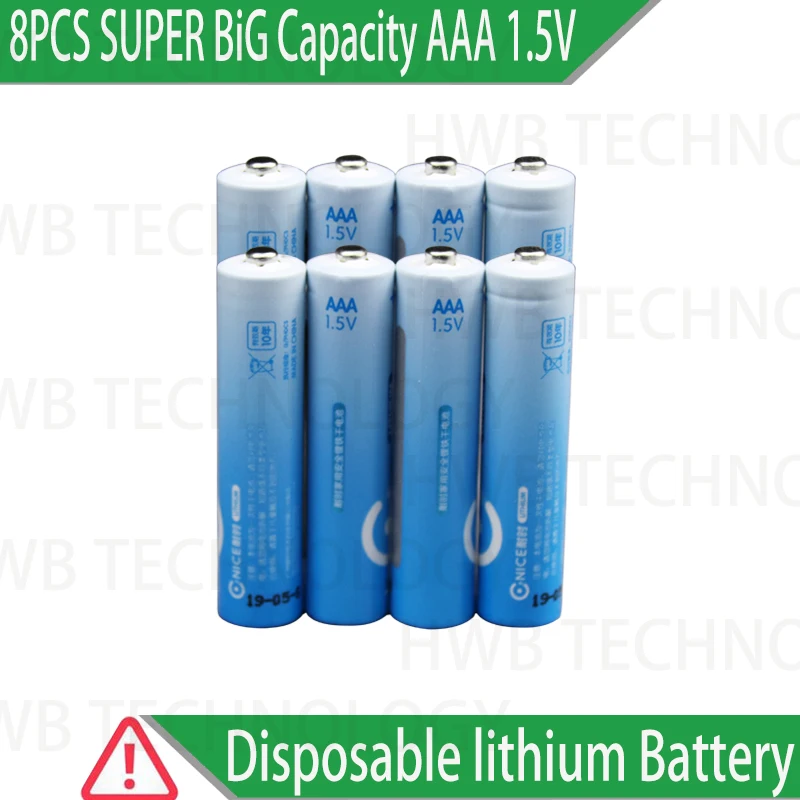 

8 PCS/lot Brand New pushout SUPER Big Capacity AAA 1.5 V lithium iron batteries.High power Long shelf life free shipping