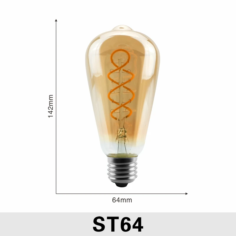 ST64 С регулируемой яркостью Edison лампа 4 Вт 2200K C35 T45 A60 ST64 G80 G95 G125 спираль светильник светодиодный Лампа накаливания подвесной светильник в стиле ретро декоративный светильник ИНЖ - Испускаемый цвет: ST64