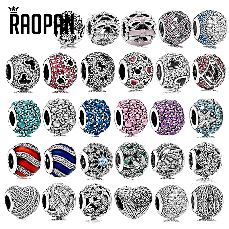 

Ажурные бусины-бабочки RAOPAN с мечтательным блеском из серебра 925 пробы с цирконием подходят для оригинального браслета «сделай сам», женские...
