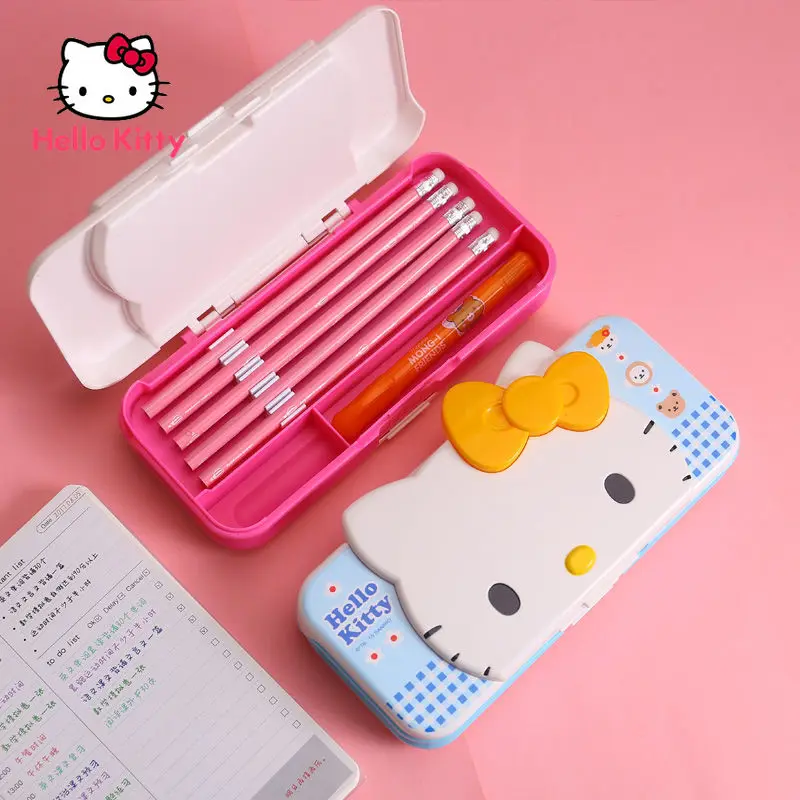

Hello Kitty Fashion Cartoon Large Capacity Student Double Open Pencil Case Simple Creative Children Learning Storage Box