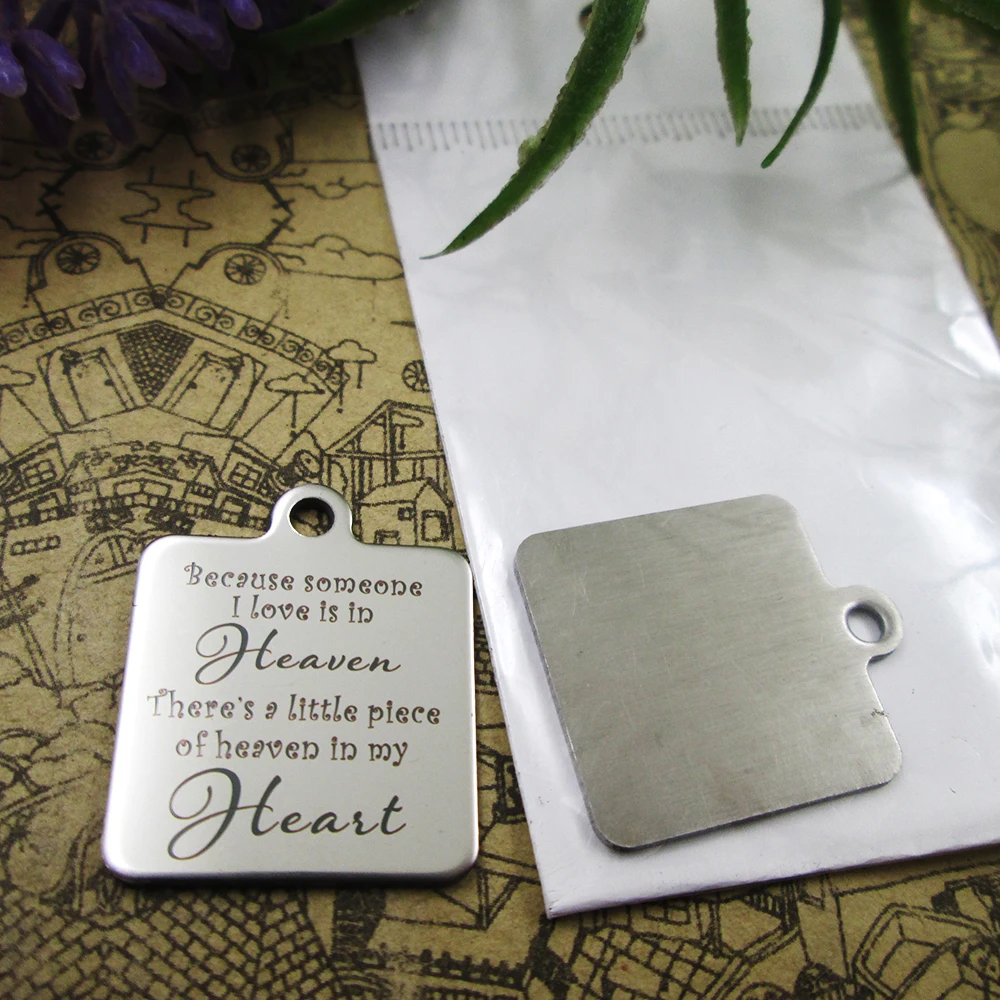 

10pcs--"Because someone I love is in heaven ..."stainless steel charms 5 styles for choosing DIY Charms for necklace bracelets