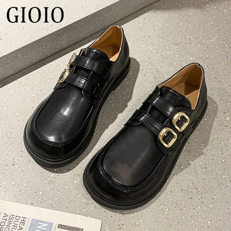 

Gioio 2021 Fashion Newestt Mary Janes Shoes Women Cow Leather Brown Causal Square Toe Ladies Flats Handmade Single Shoes