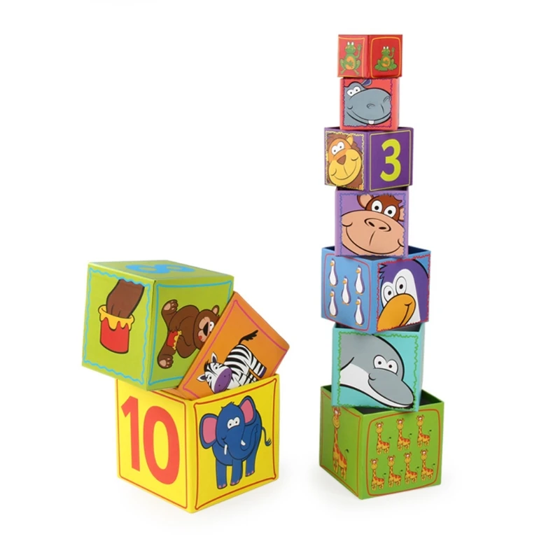 

Square 10 Layer Paper Box Stacking Animal Number Recognition Early Educational R7RB
