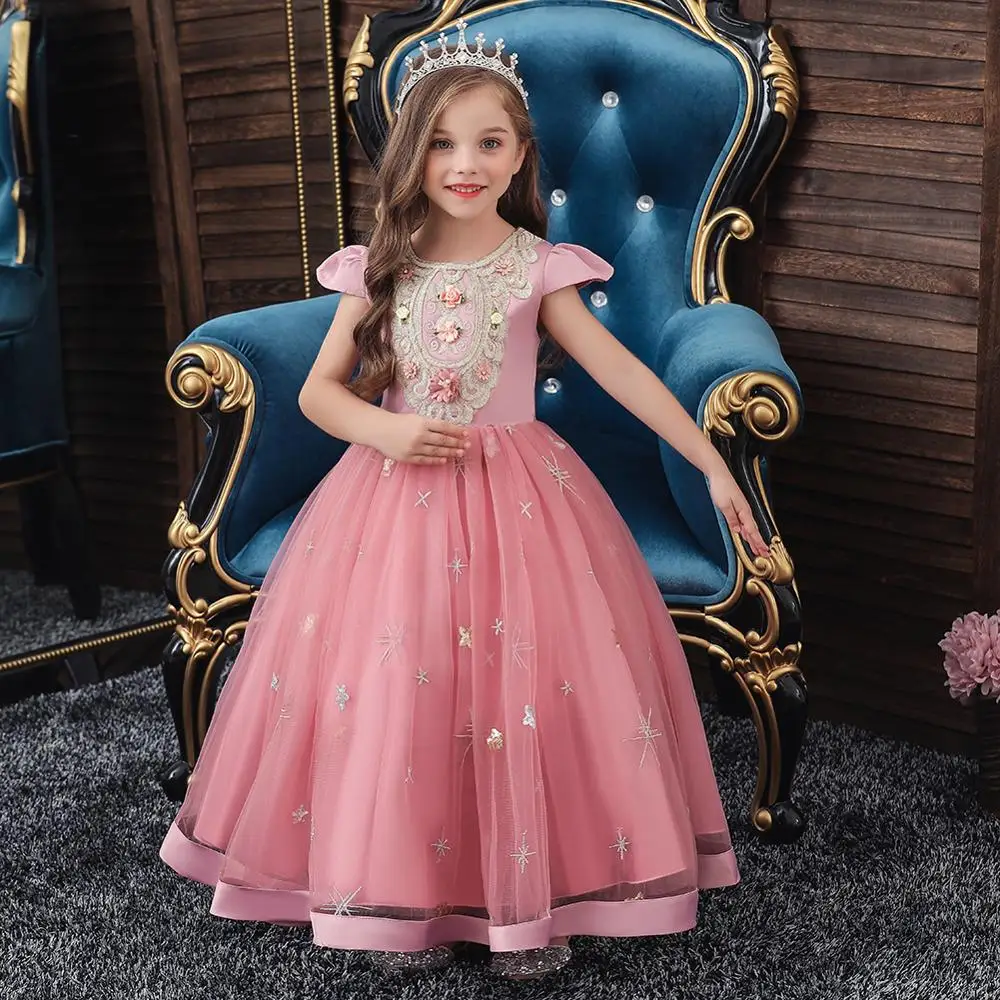 Kids Dress For Girls Flower Long Lace Elegant Teenagers Prom Gowns Dresses Girl Evening Princess Party Kid Formal Clothes | Детская